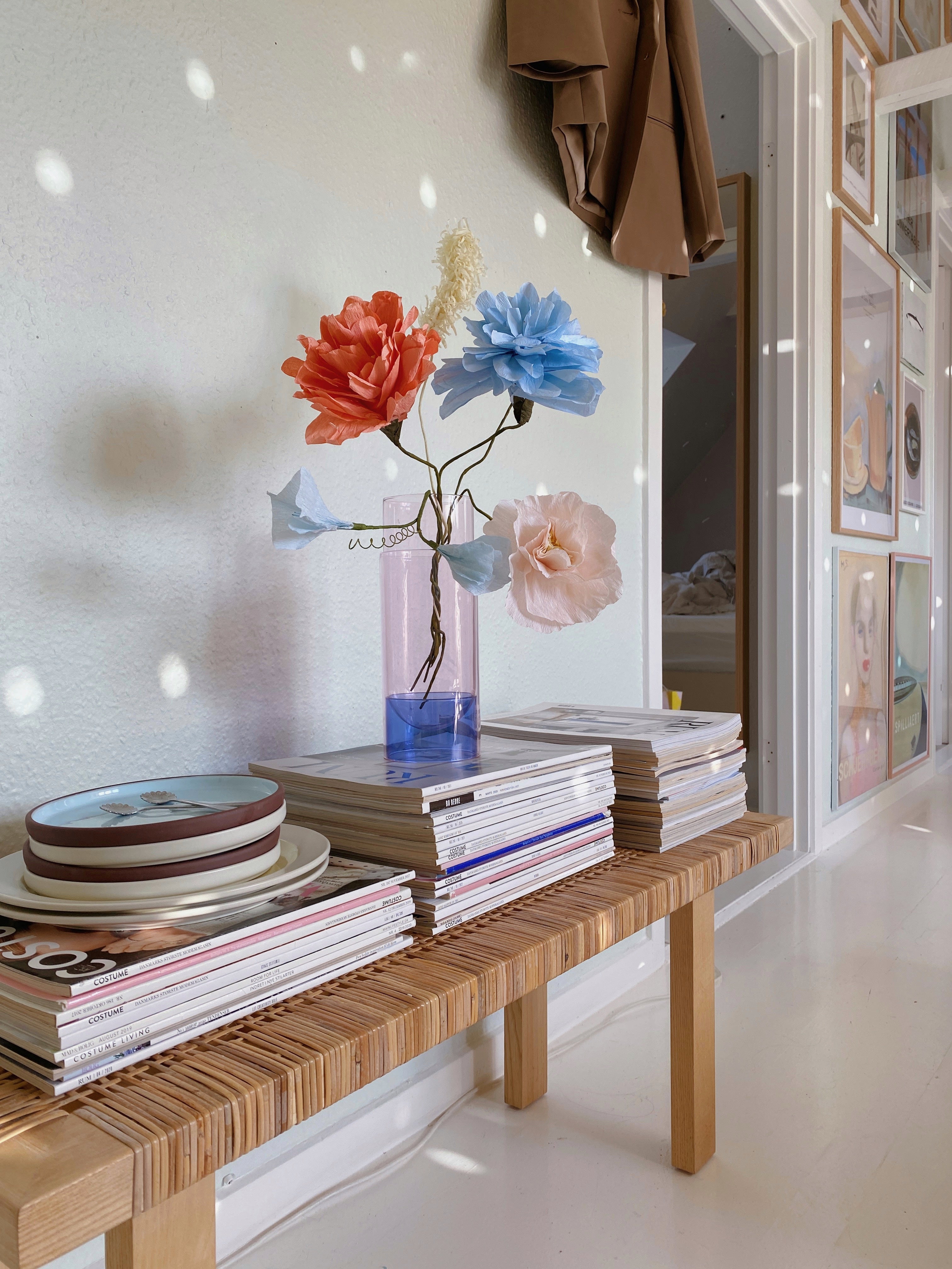 Grand Dahlia papirblomst - sand